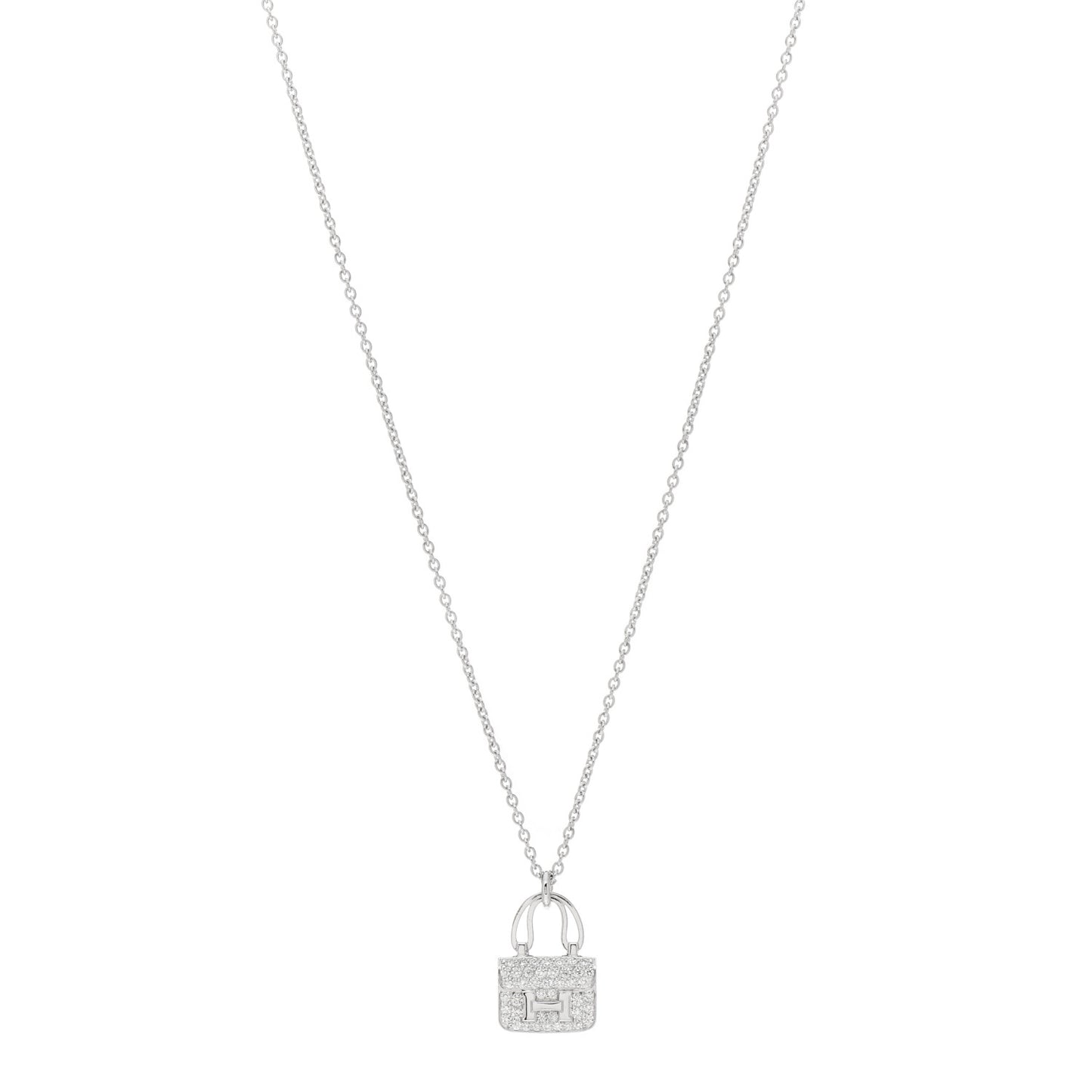 18K White Gold Diamond Constance Amulettes Pendant Necklace