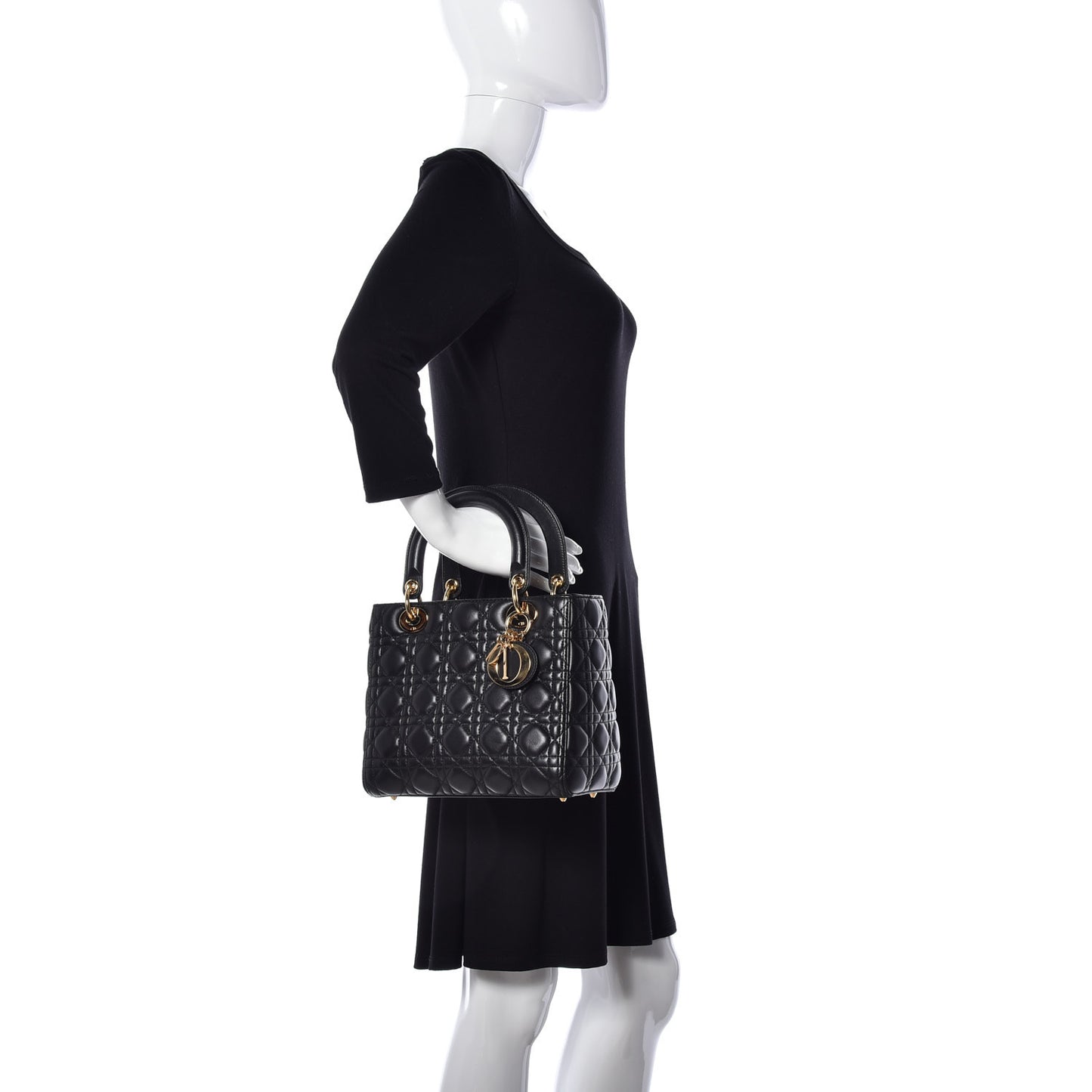Lambskin Cannage Medium Lady Dior Black