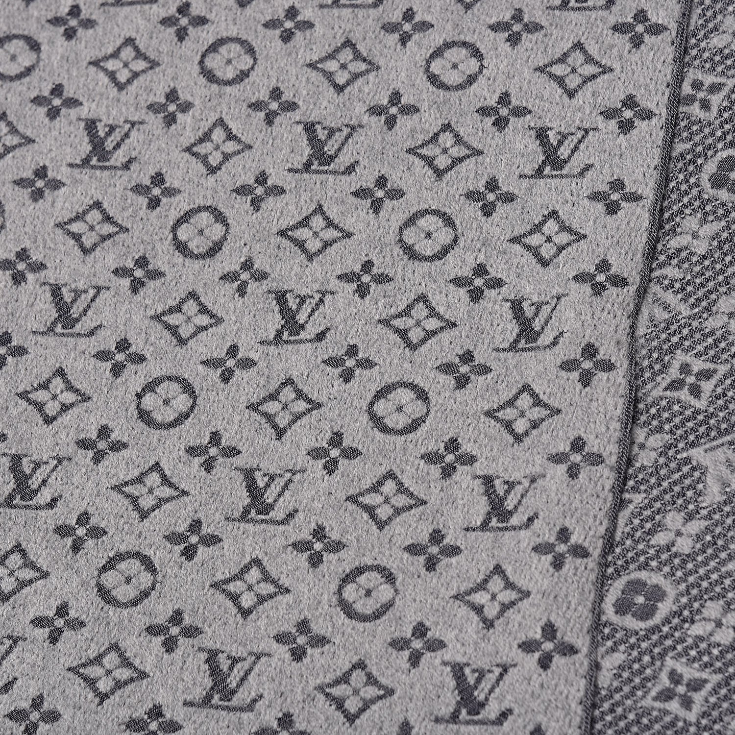Louis Vuitton Wool Monogram Classic Scarf Grey 5 of 5