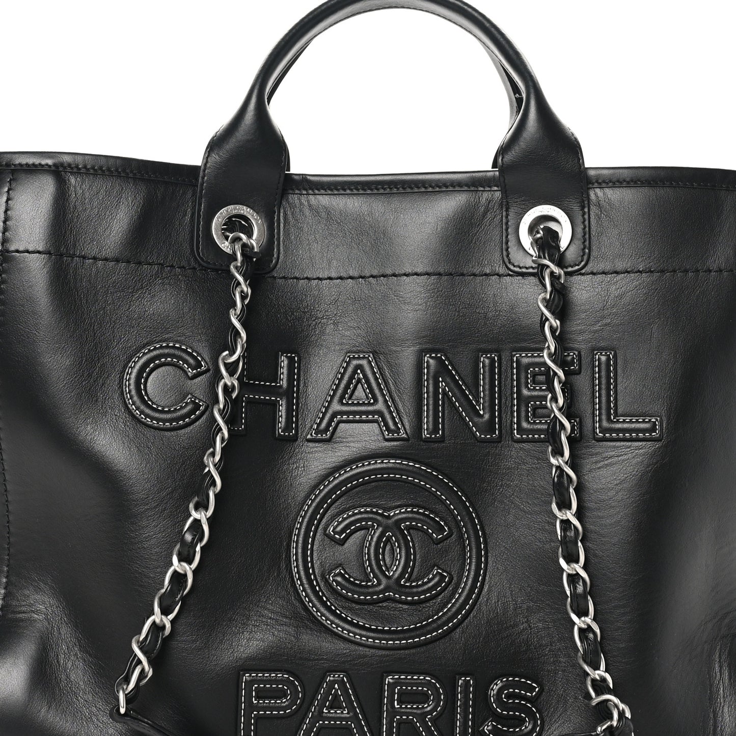 Calfskin Medium Deauville Tote Black