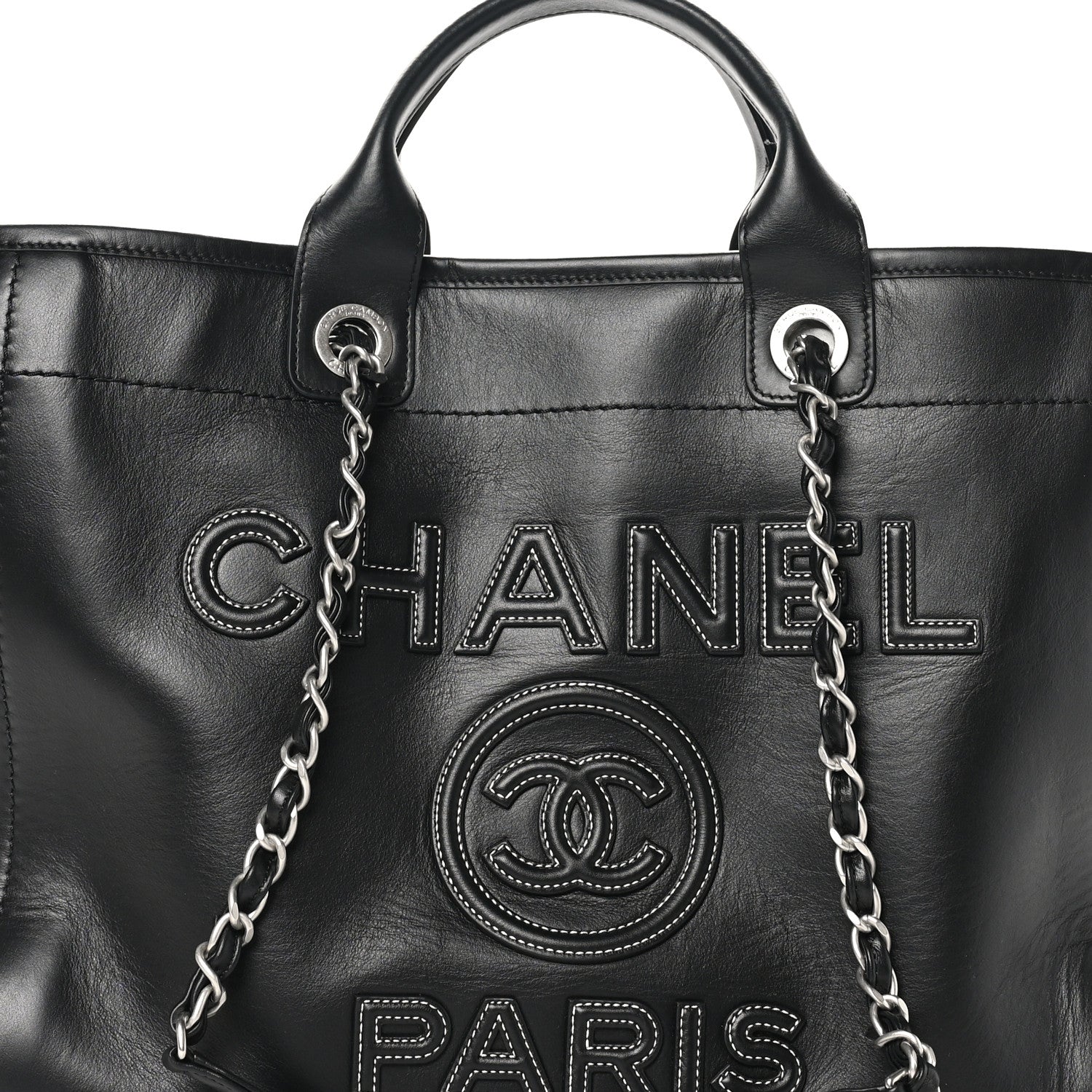 Chanel Calfskin Medium Deauville Tote Black 8 of 11