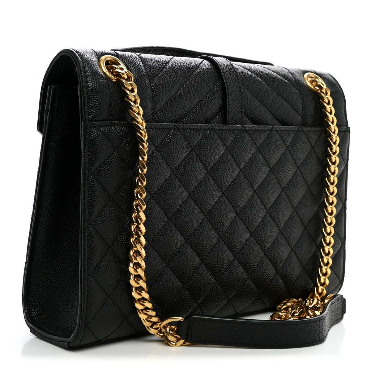 Saint Laurent Grain De Poudre Textured Mixed Matelasse Triquilt Medium Monogram Satchel Black 3 of 9