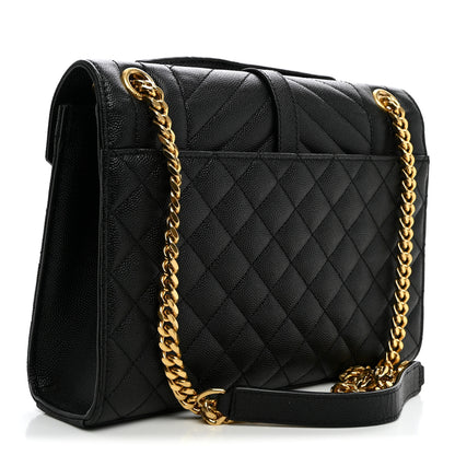 Saint Laurent Grain De Poudre Textured Mixed Matelasse Triquilt Medium Monogram Satchel Black 3 of 9