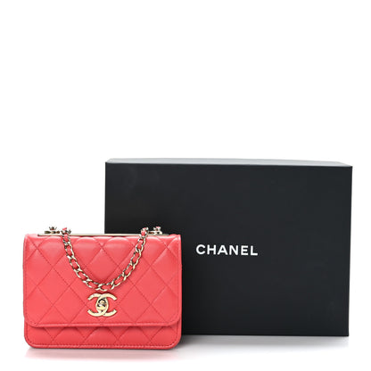 Chanel Lambskin Quilted Mini Trendy CC Wallet On Chain WOC Pink 9 of 9