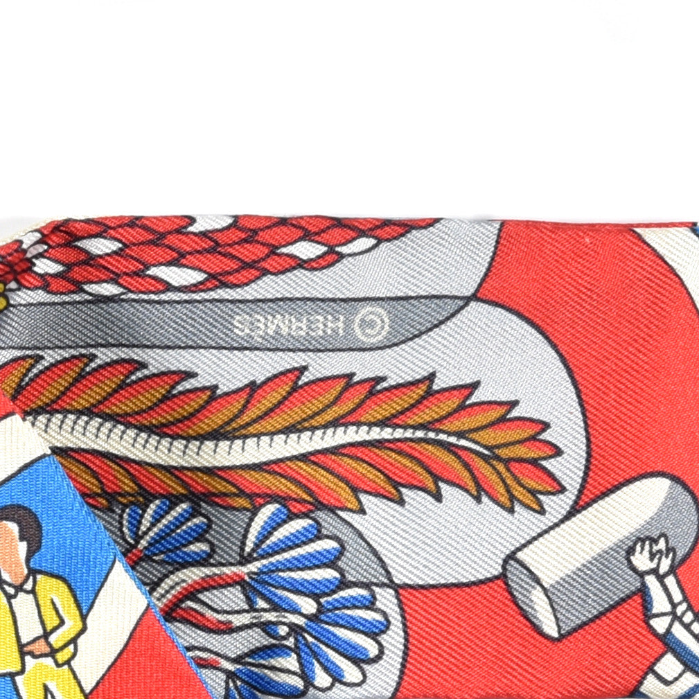Hermes Silk Exposition Universelle Twilly Rouge Bleu Electrique Gold 4 of 5