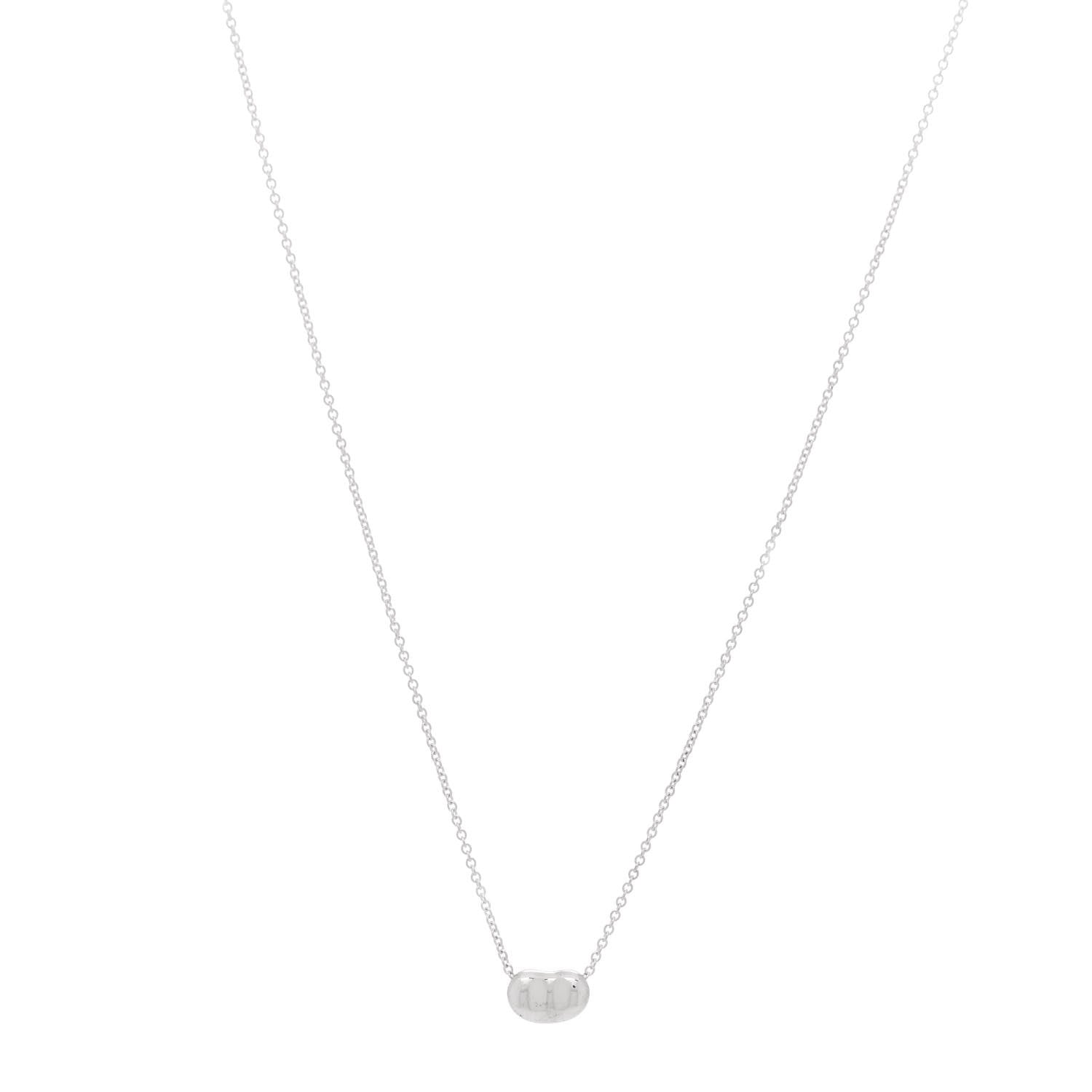 Tiffany Sterling Silver 9mm Elsa Peretti Bean Pendant Necklace 1 of 6