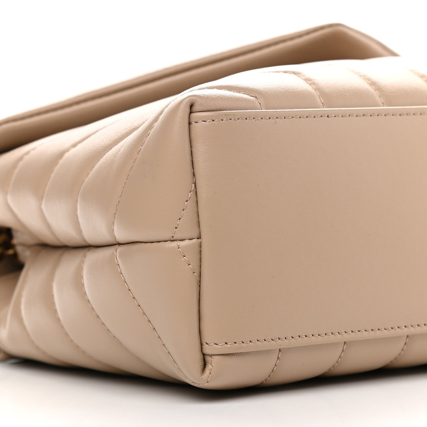 Calfskin Y Quilted Monogram Small Loulou Chain Satchel Dark Beige
