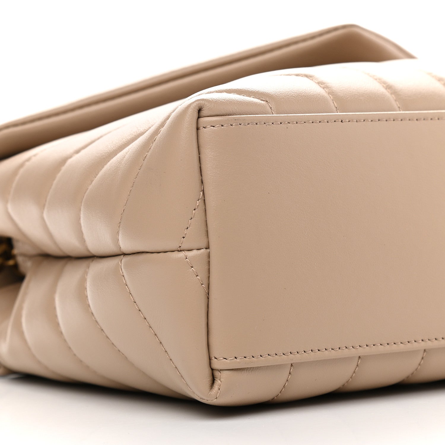 Saint Laurent Calfskin Y Quilted Monogram Small Loulou Chain Satchel Dark Beige 8 of 9