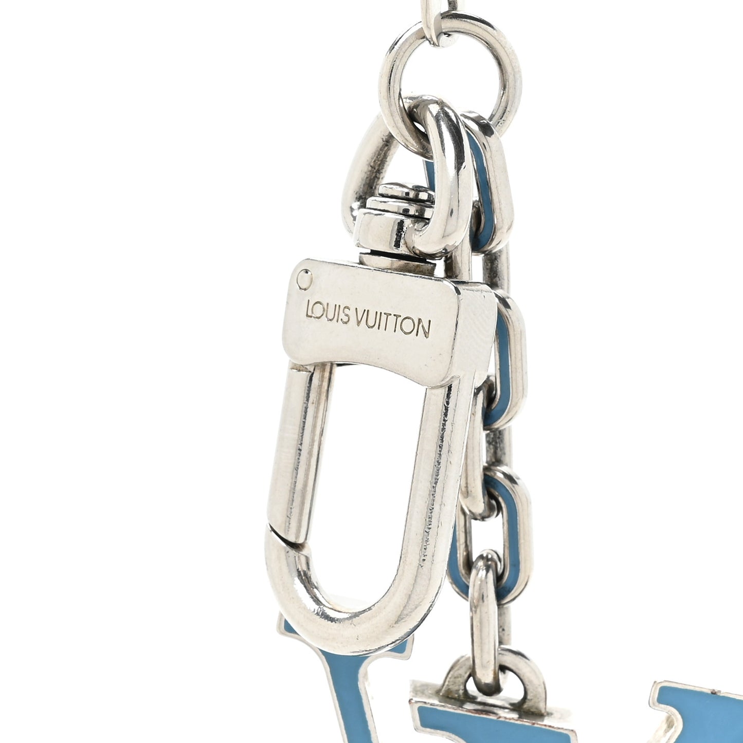 Metal Palladiium Finish Lacquer LV Initiales Bag Charm Key Holder