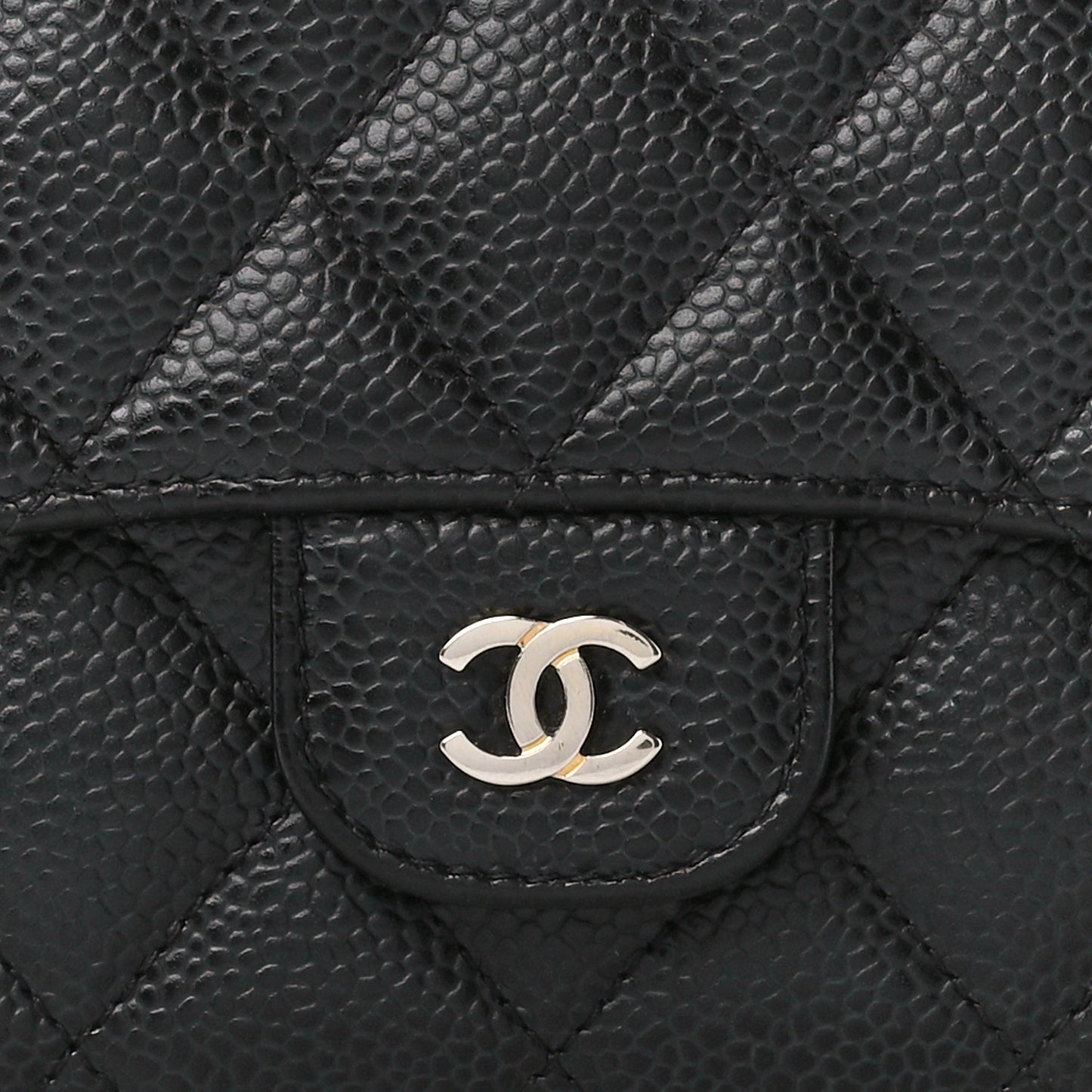 Caviar Quilted Large Flap Wallet Black