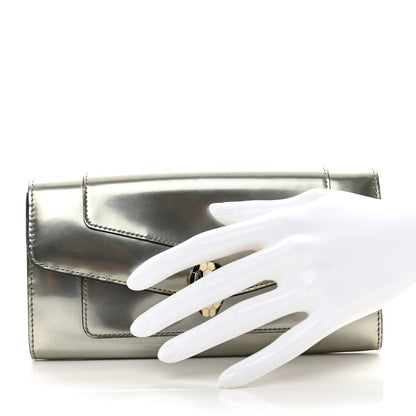 Bulgari Metallic Calfskin Serpenti Forever Wallet Silver 2 of 10
