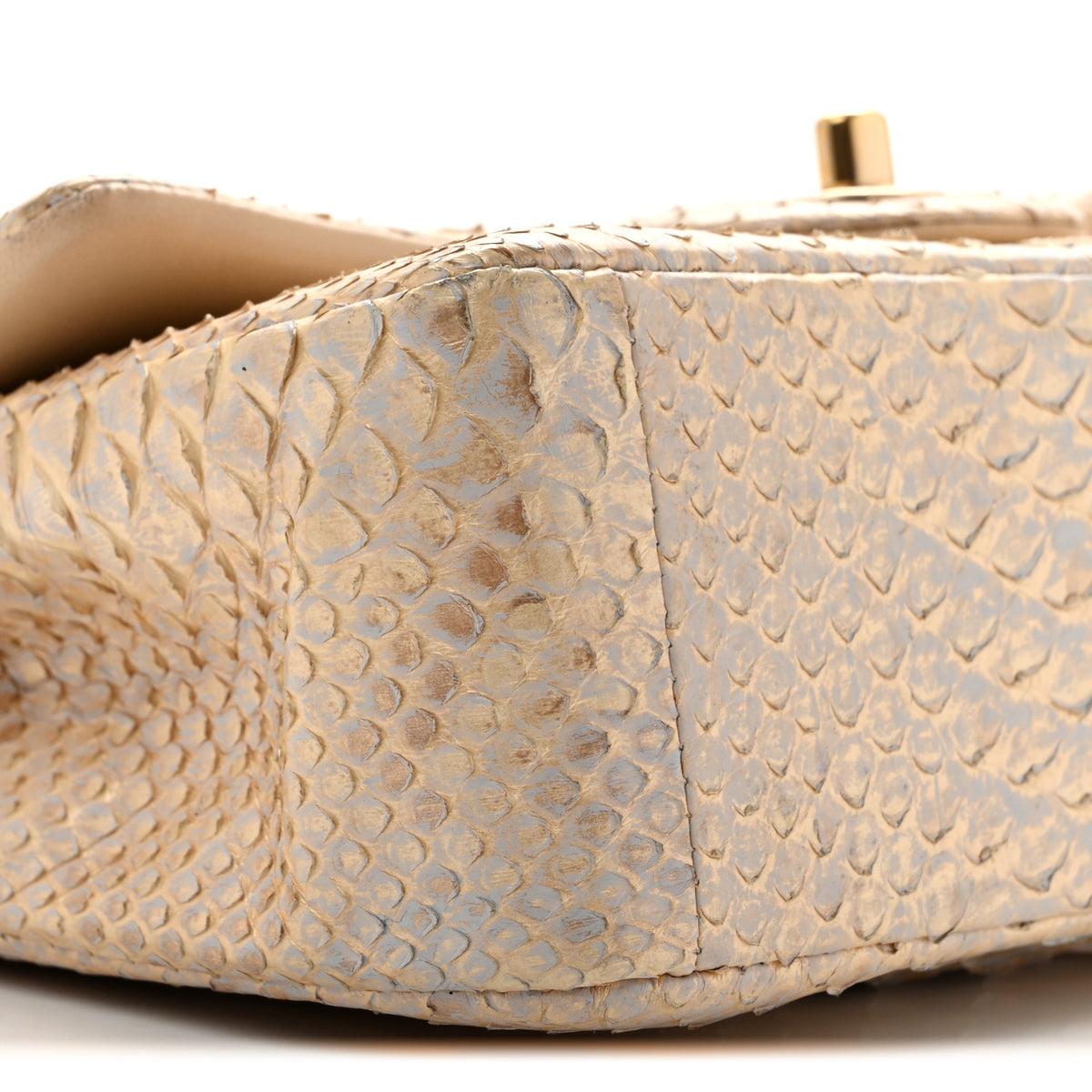 Chanel Metallic Snakeskin Mini Rectangular Flap White Gold 16 of 29