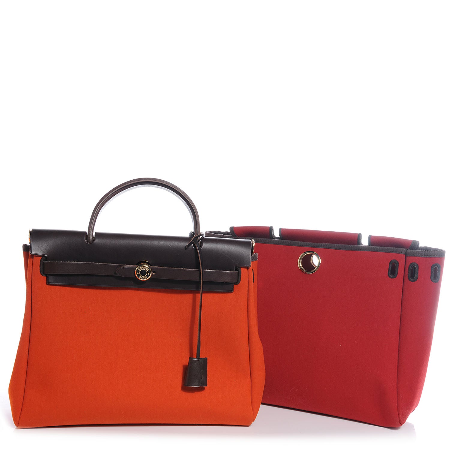 Hermes Toile Herbag PM 30 Orange and Red 1 of 10
