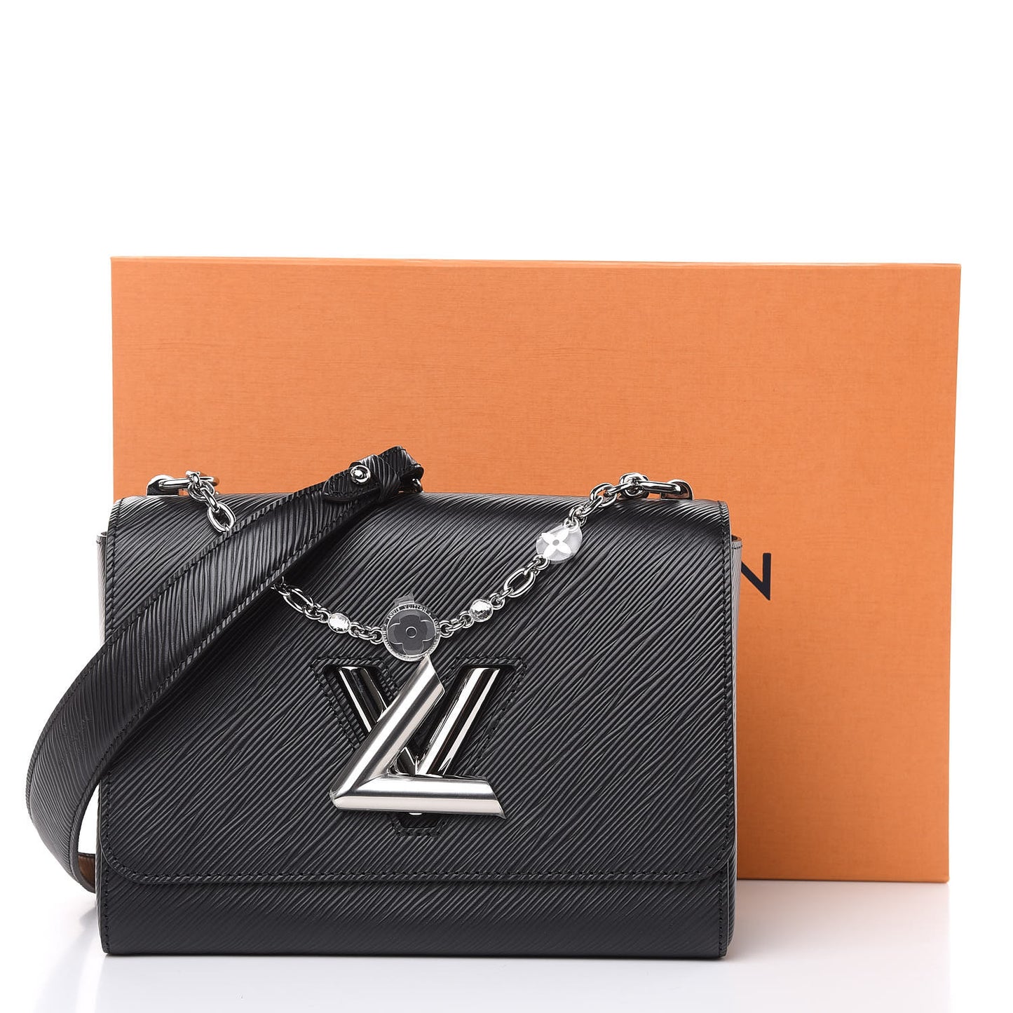 Epi Crystal Embellished Twist Shoulder Bag MM Black