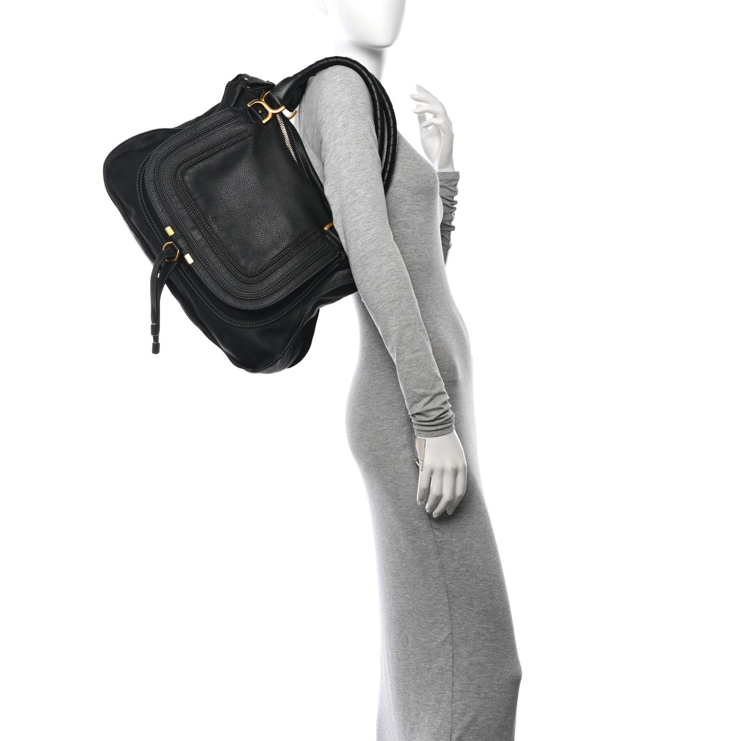 Calfskin Medium Marcie Satchel Black