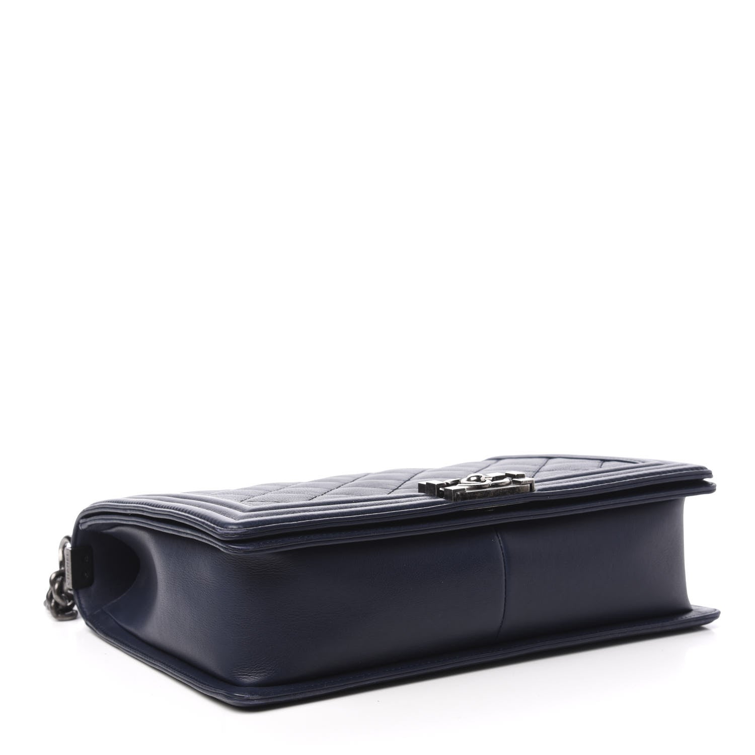 Chanel Calfskin Double Stitch Large Boy Flap Navy Blue 4 of 11