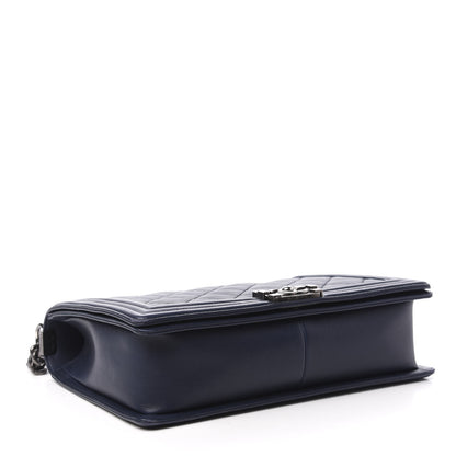 Chanel Calfskin Double Stitch Large Boy Flap Navy Blue 4 of 11