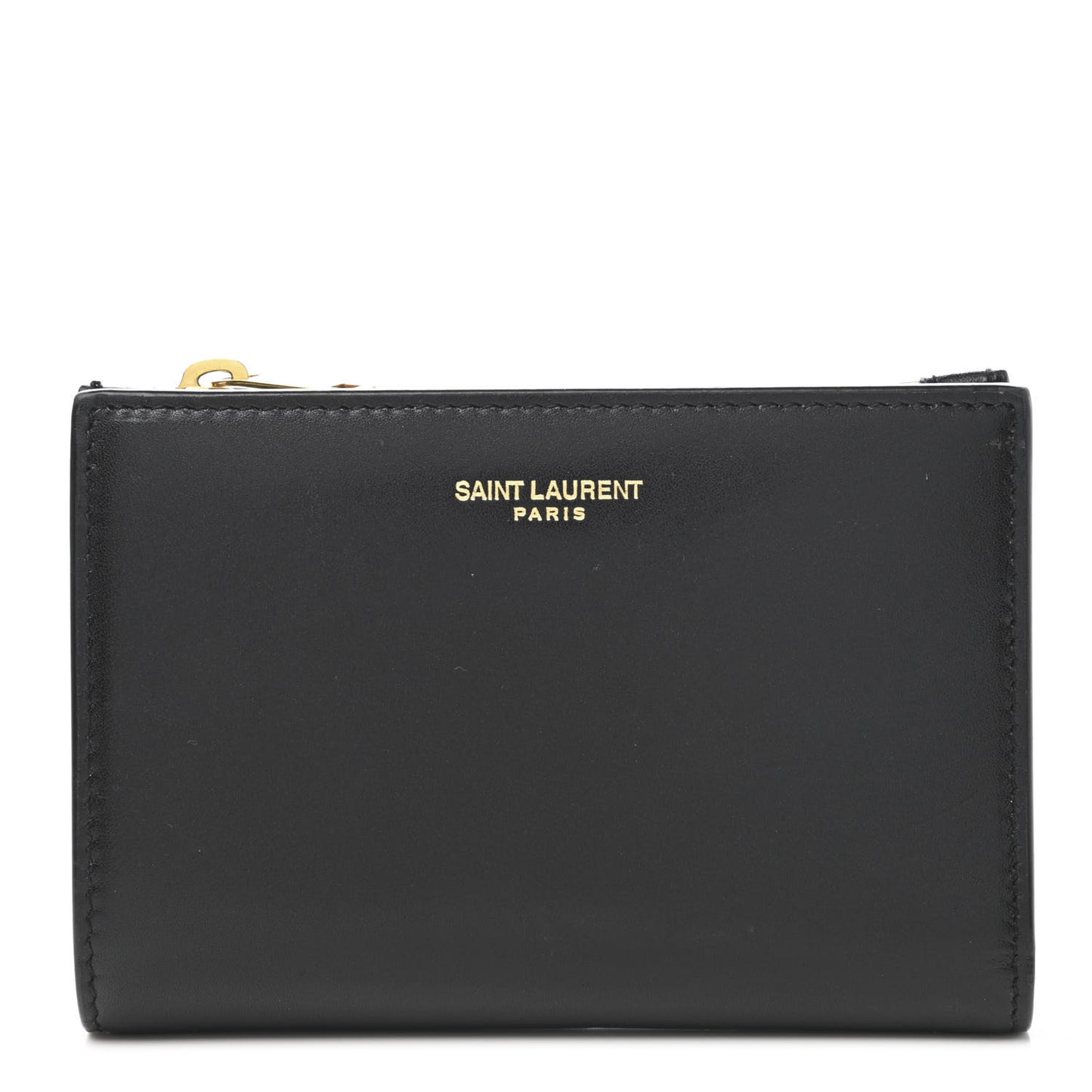Calfskin Monogram Bi-Fold Zipped Wallet Black
