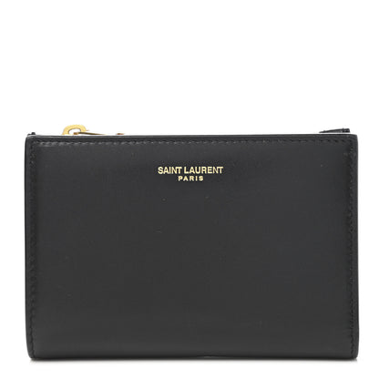 Saint Laurent Calfskin Monogram Bi-Fold Zipped Wallet Black 1 of 8