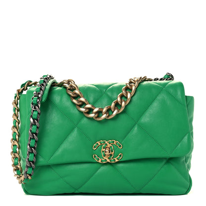 Chanel Lambskin Quilted Large Chanel 19 Flap Green 1 of 11