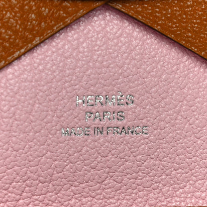 Hermes Chevre Mysore Verso Calvi Duo Card Case Caramel Rose Sakura 6 of 10