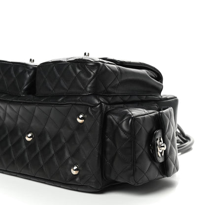 Chanel Calfskin Quilted Large Cambon Multipocket Reporter Black White 9 of 13