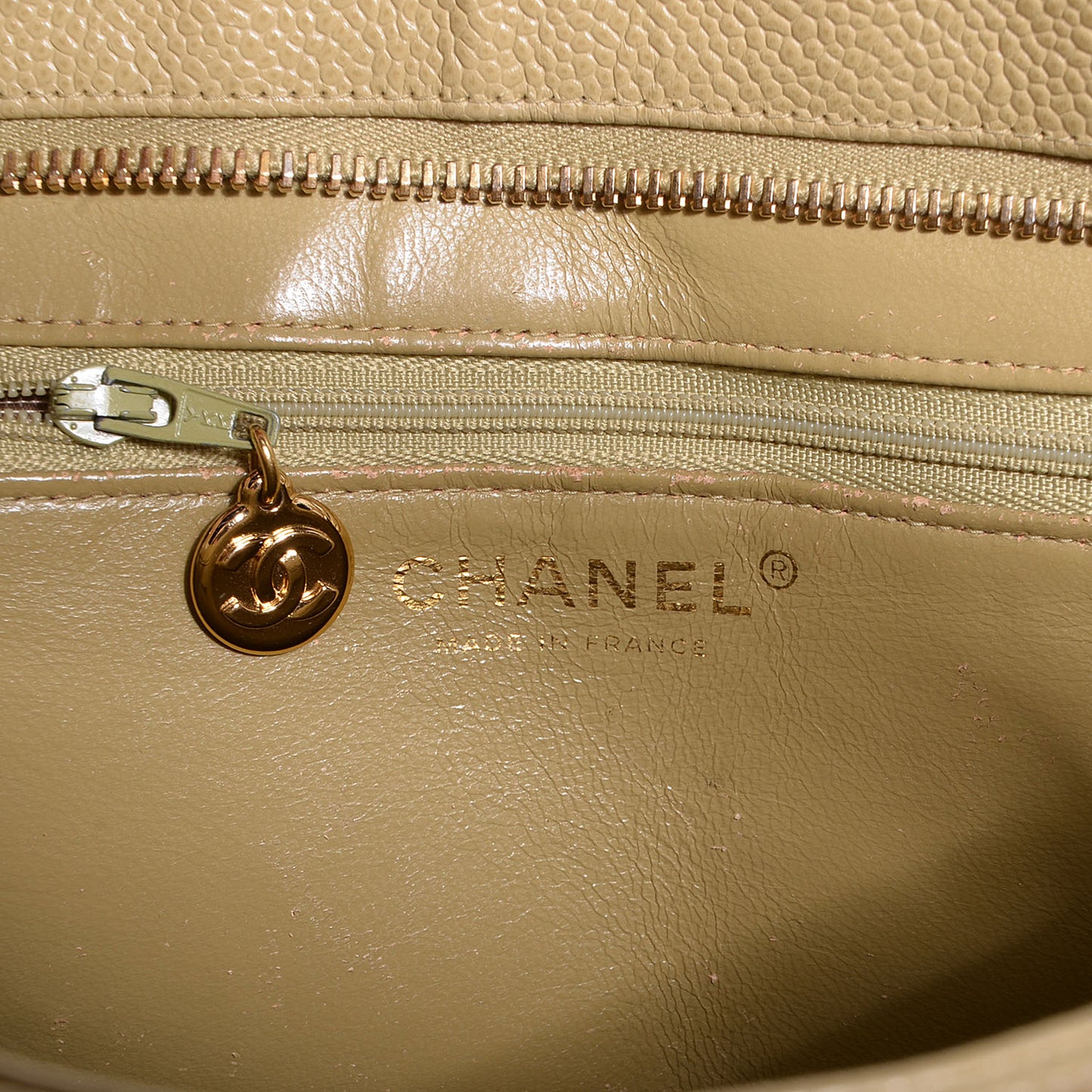 Caviar Quilted Medallion Tote Beige