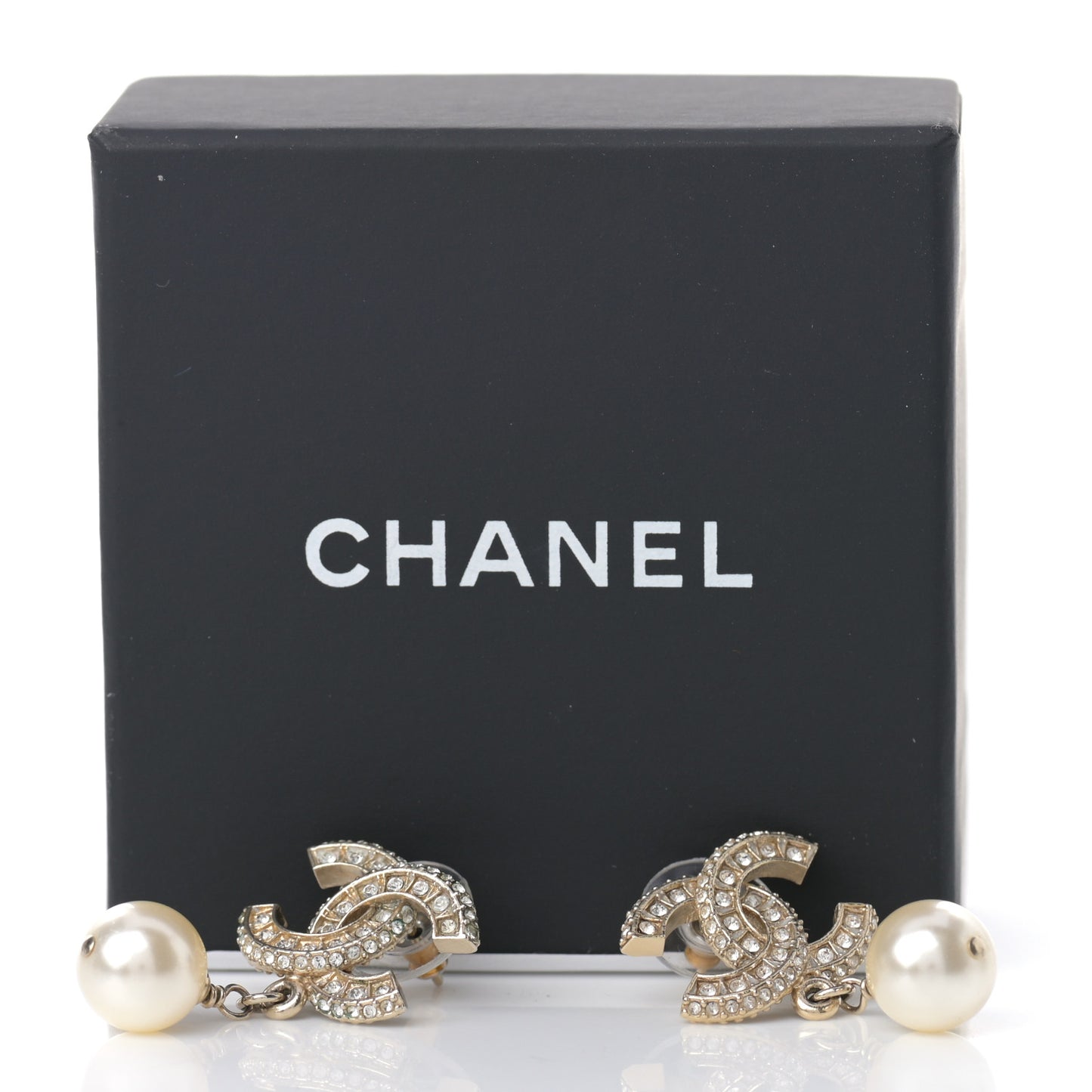 Crystal Textured CC Drop Earrings Gold
