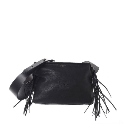 Lanvin Calfskin Tribale Fringe Shoulder Bag Black 1 of 8