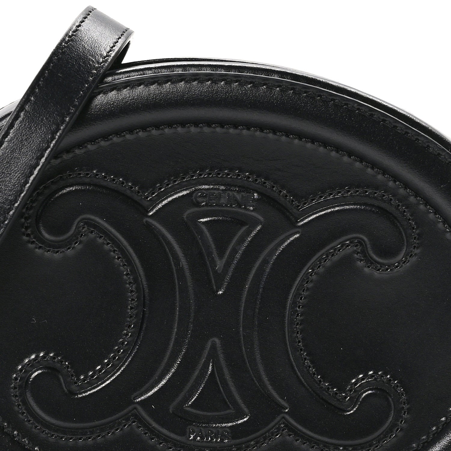 Celine Smooth Calfskin Cuir Small Triomphe Oval Crossbody Purse Black 7 of 10