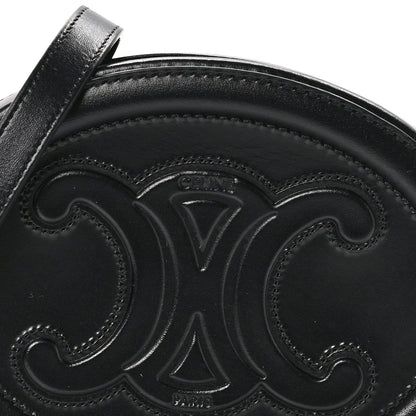 Celine Smooth Calfskin Cuir Small Triomphe Oval Crossbody Purse Black 7 of 10