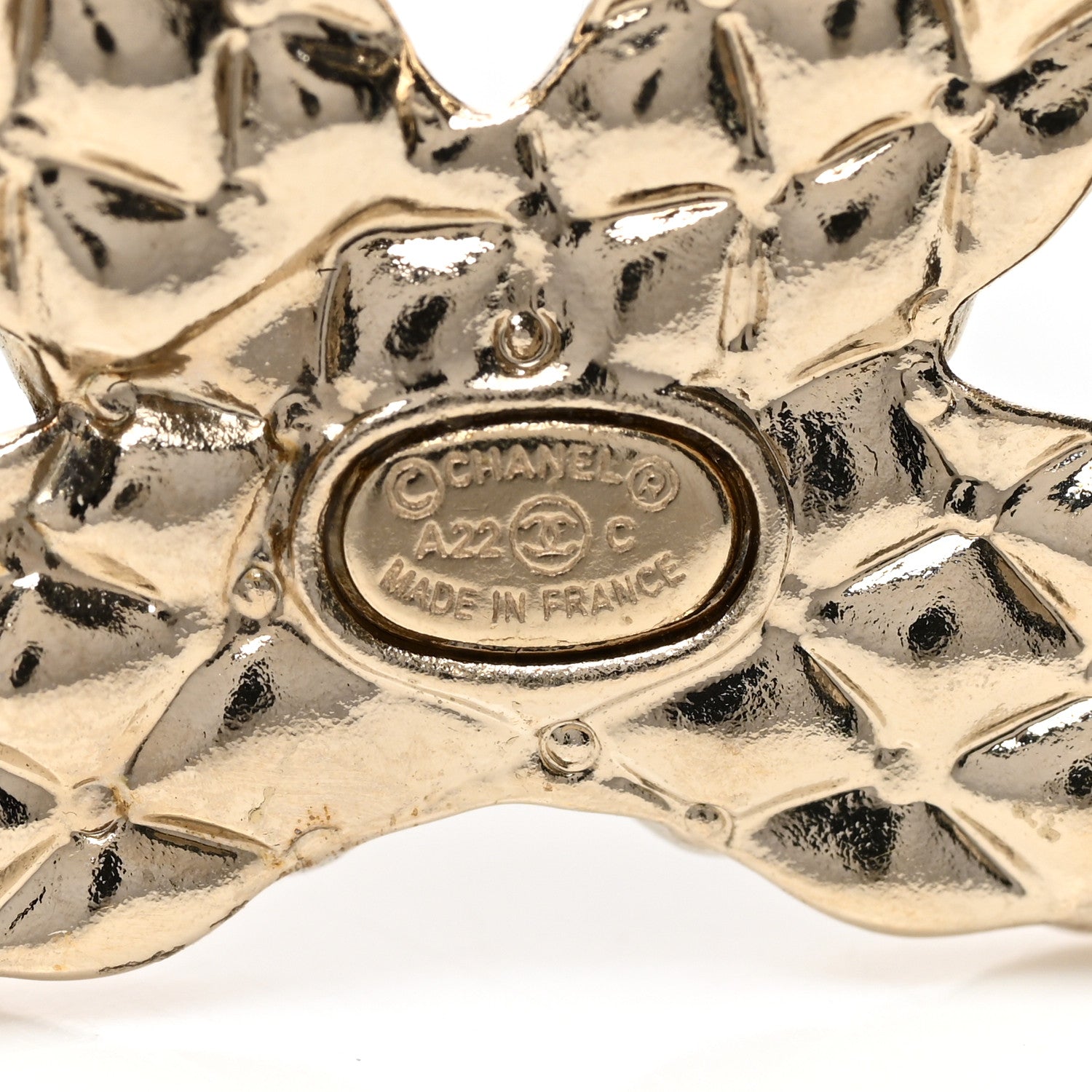 Chanel Metal Crystal Baguette CC Brooch Gold 4 of 5