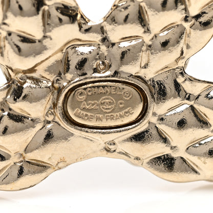Chanel Metal Crystal Baguette CC Brooch Gold 4 of 5