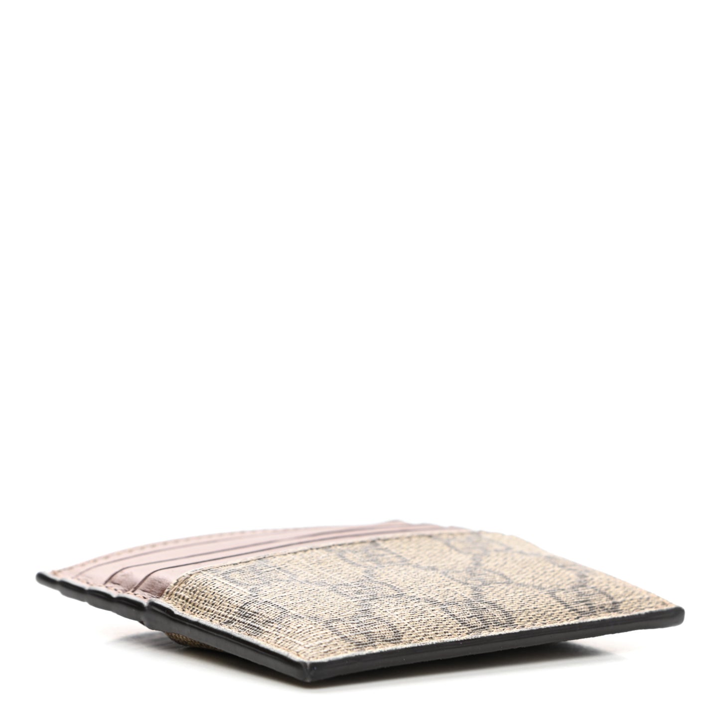 GG Supreme Monogram Calfskin Large Card Holder Beige Ebony Cuir