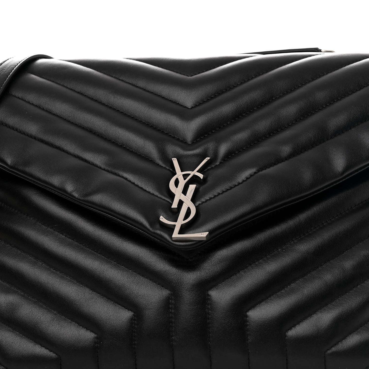 Saint Laurent Calfskin Y Quilted Monogram Large Loulou Chain Satchel Black 10 of 13