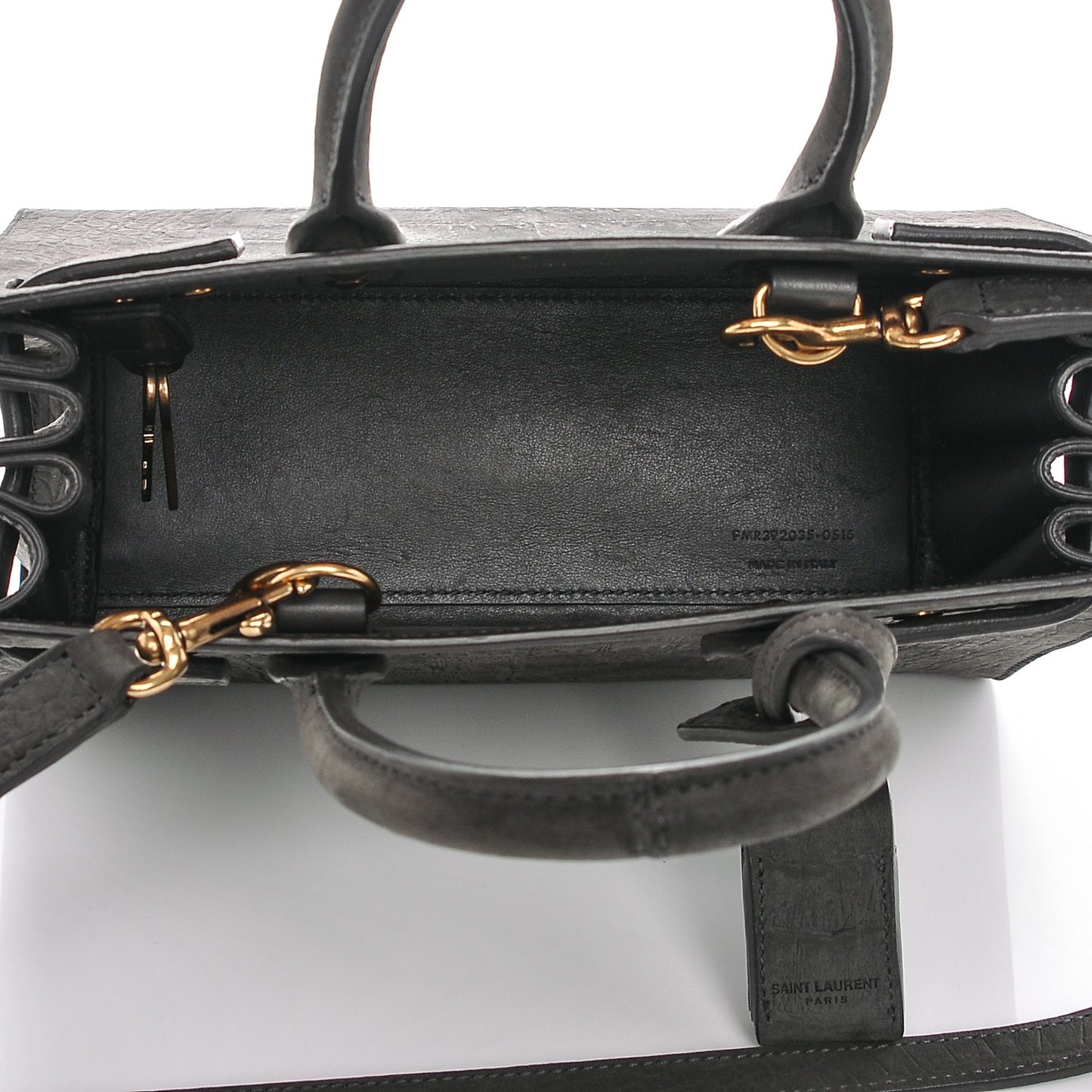 Crocodile Embossed Nubuck Nano Sac De Jour Dark Anthracite