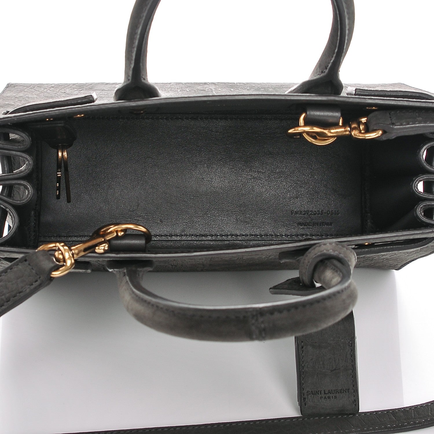 Saint Laurent Crocodile Embossed Nubuck Nano Sac De Jour Dark Anthracite 5 of 7