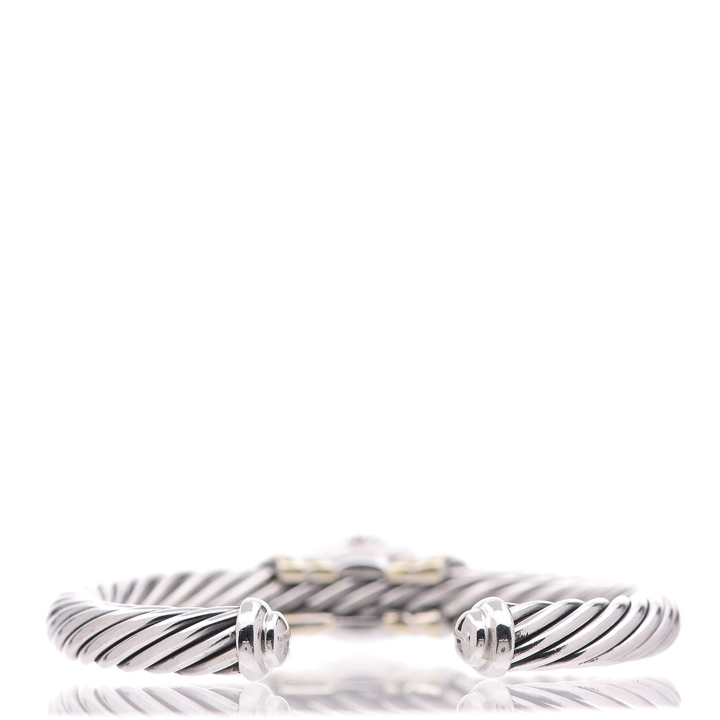 Sterling Silver 18K Yellow Gold Onyx 7mm Noblesse Cable Bracelet
