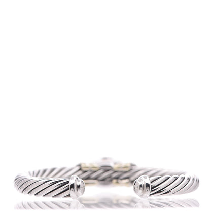 David Yurman Sterling Silver 18K Yellow Gold Onyx 7mm Noblesse Cable Bracelet 3 of 12