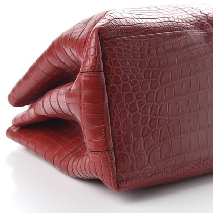 Bottega Veneta Soft Crocodile Fume Medium Roma Tote Blood 6 of 9