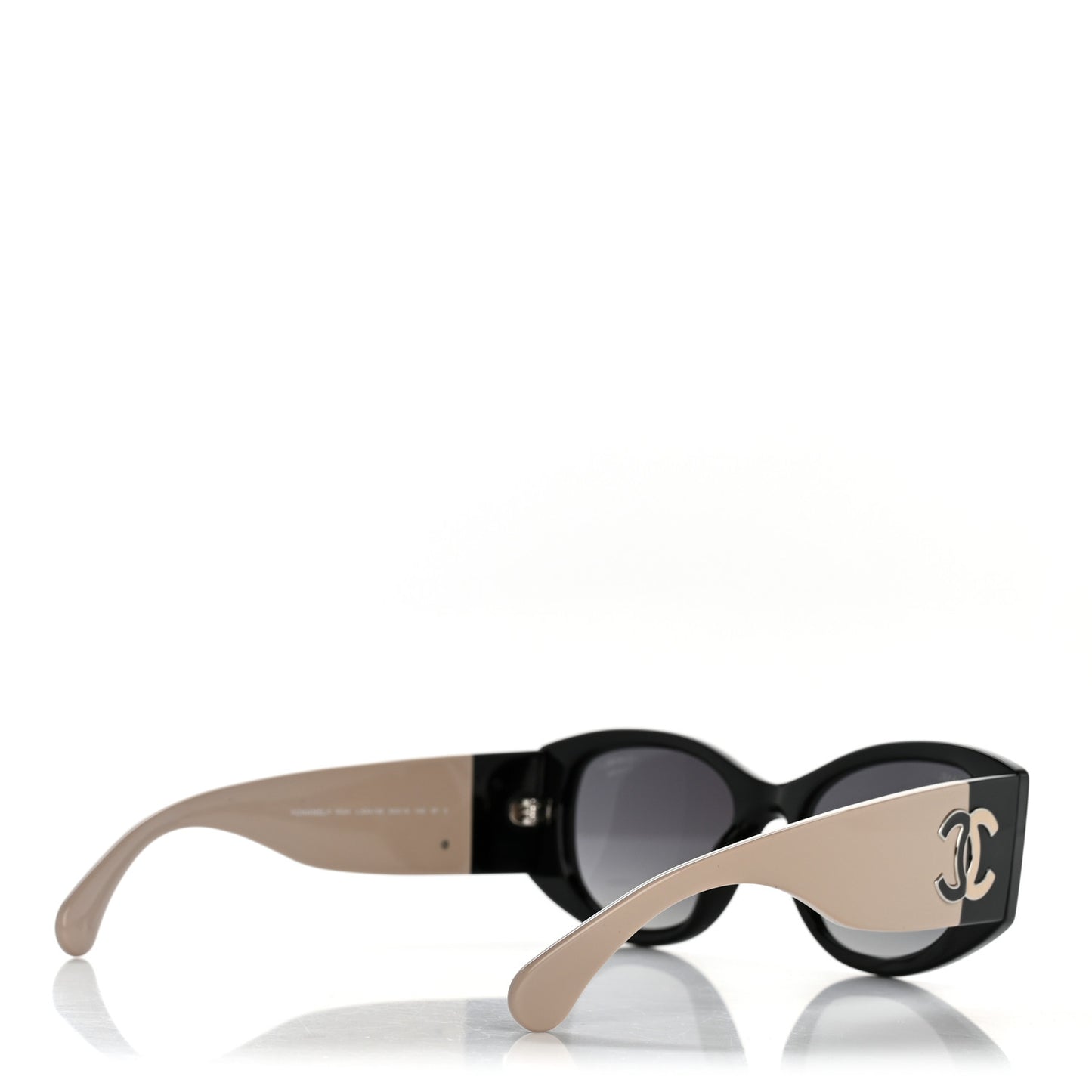 Acetate Oval Sunglasses 5524-A Black Beige