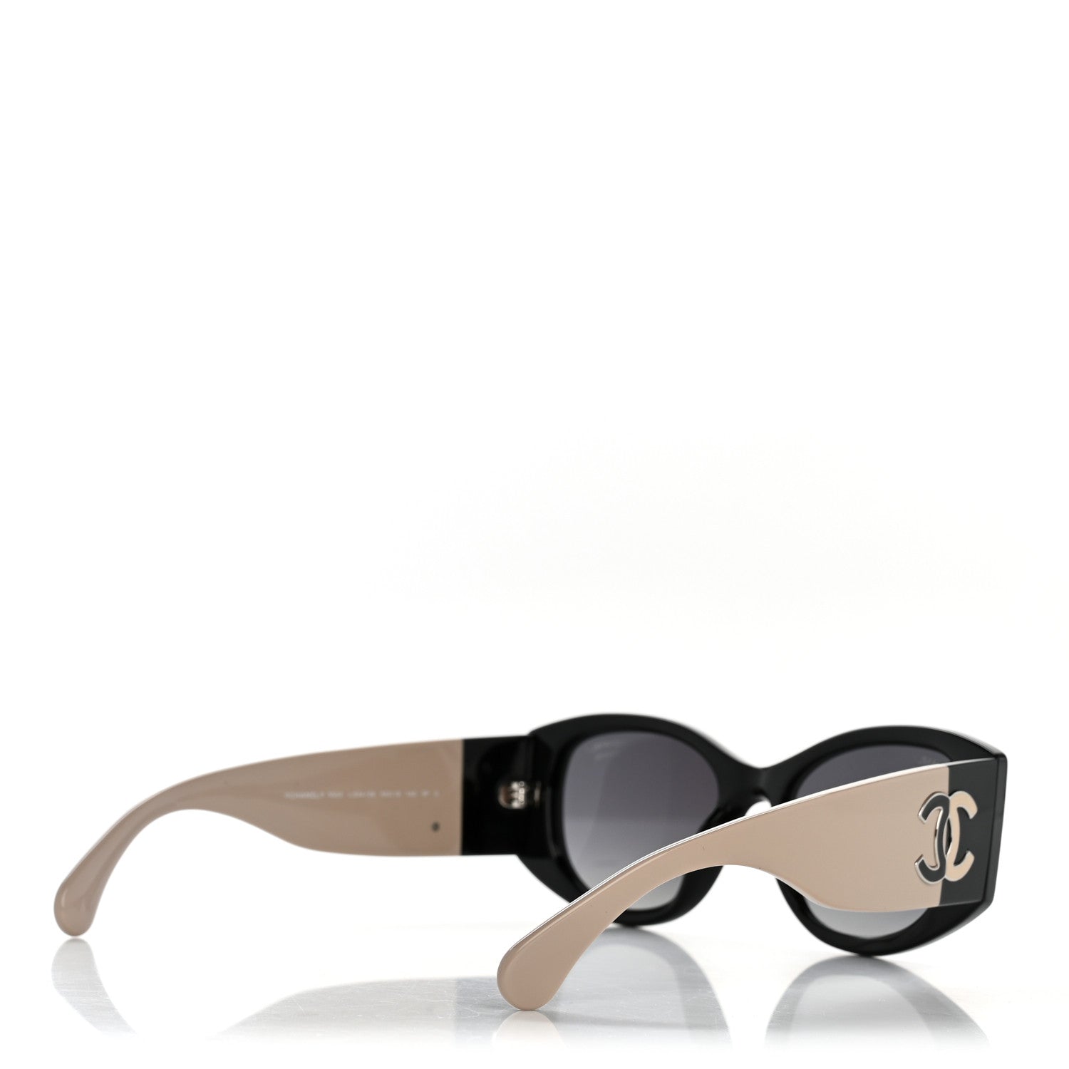 Chanel Acetate Oval Sunglasses 5524-A Black Beige 4 of 8