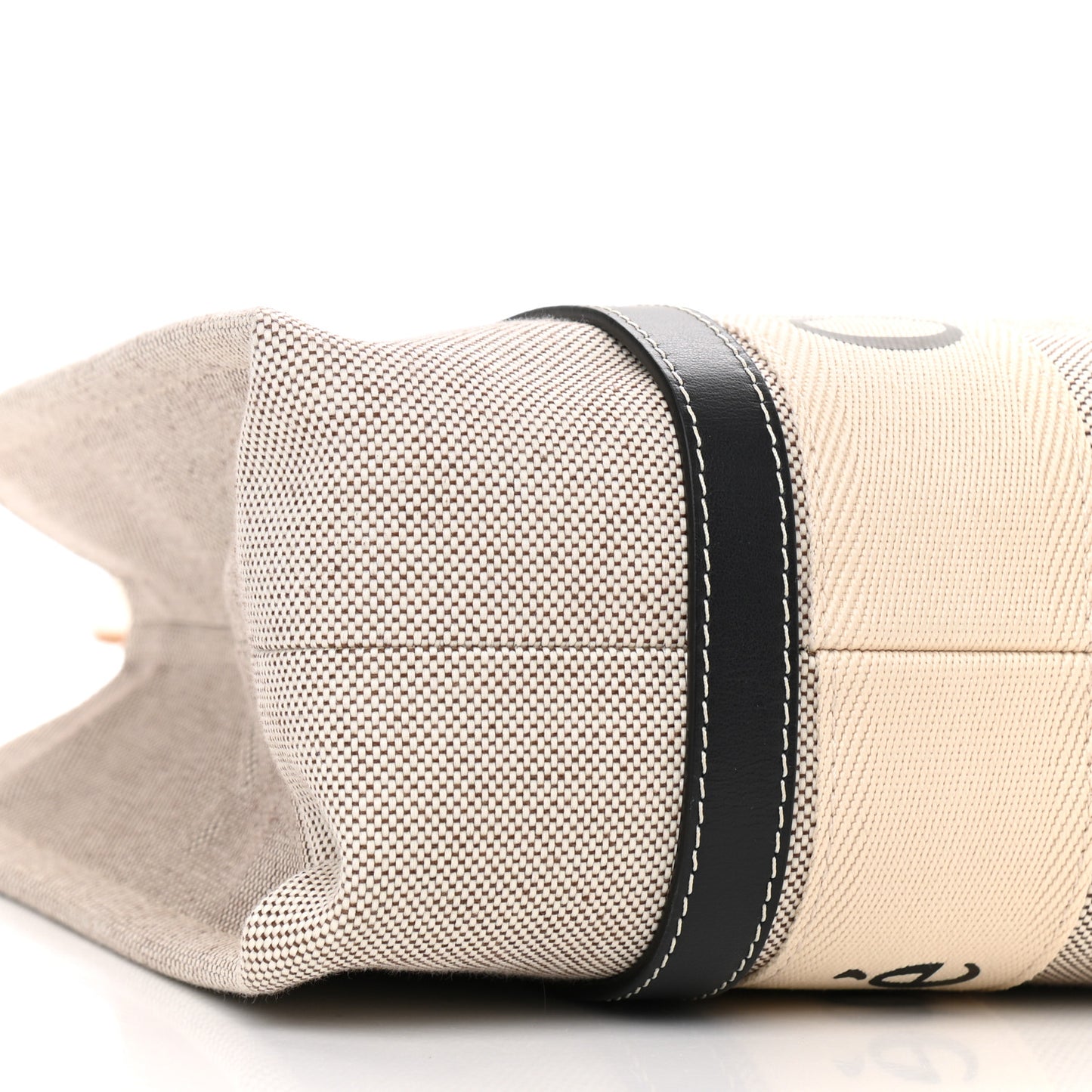 Cotton Calfskin Medium Woody Ribbon Tote White Black