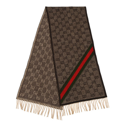Gucci Wool Angora Monogram Web Scarf Dark Brown 2 of 3