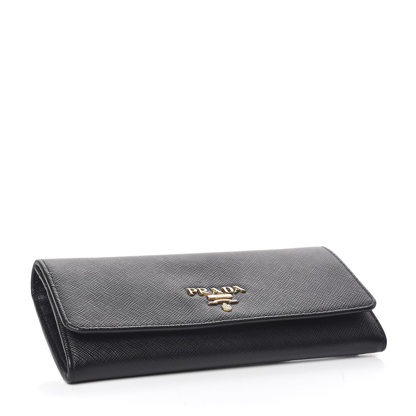 Saffiano Metal Continental Flap Wallet Black