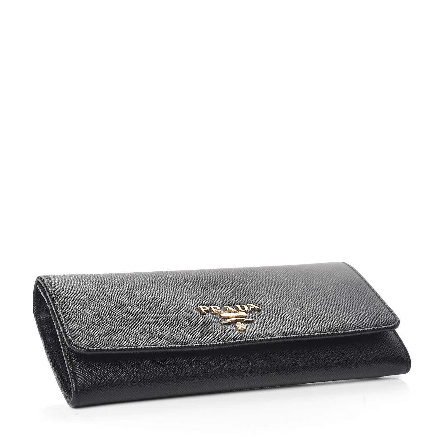 Prada Saffiano Metal Continental Flap Wallet Black 5 of 8