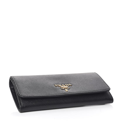 Prada Saffiano Metal Continental Flap Wallet Black 5 of 8