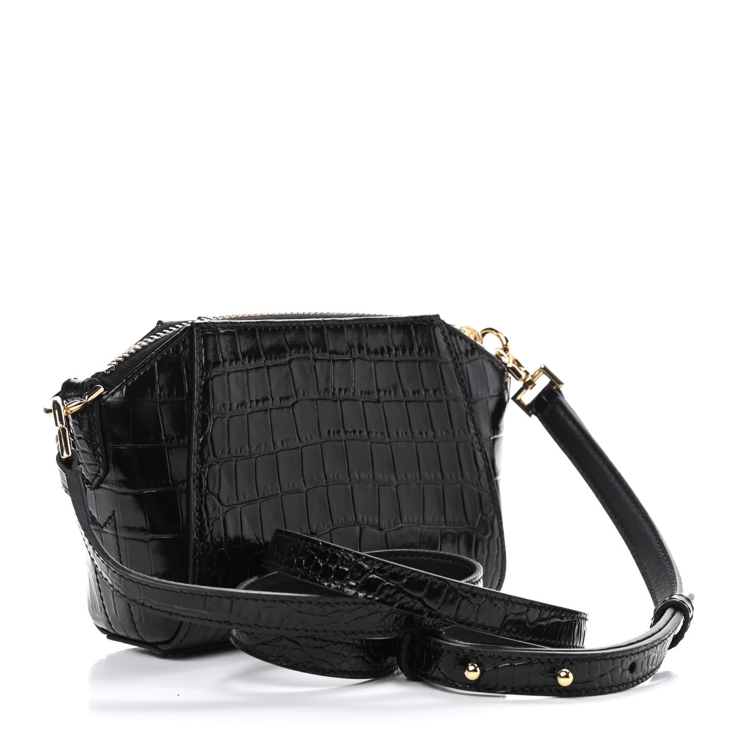 Givenchy Calfskin Crocodile Embossed Nano Antigona Black 3 of 9