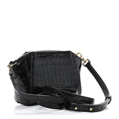 Givenchy Calfskin Crocodile Embossed Nano Antigona Black 3 of 9