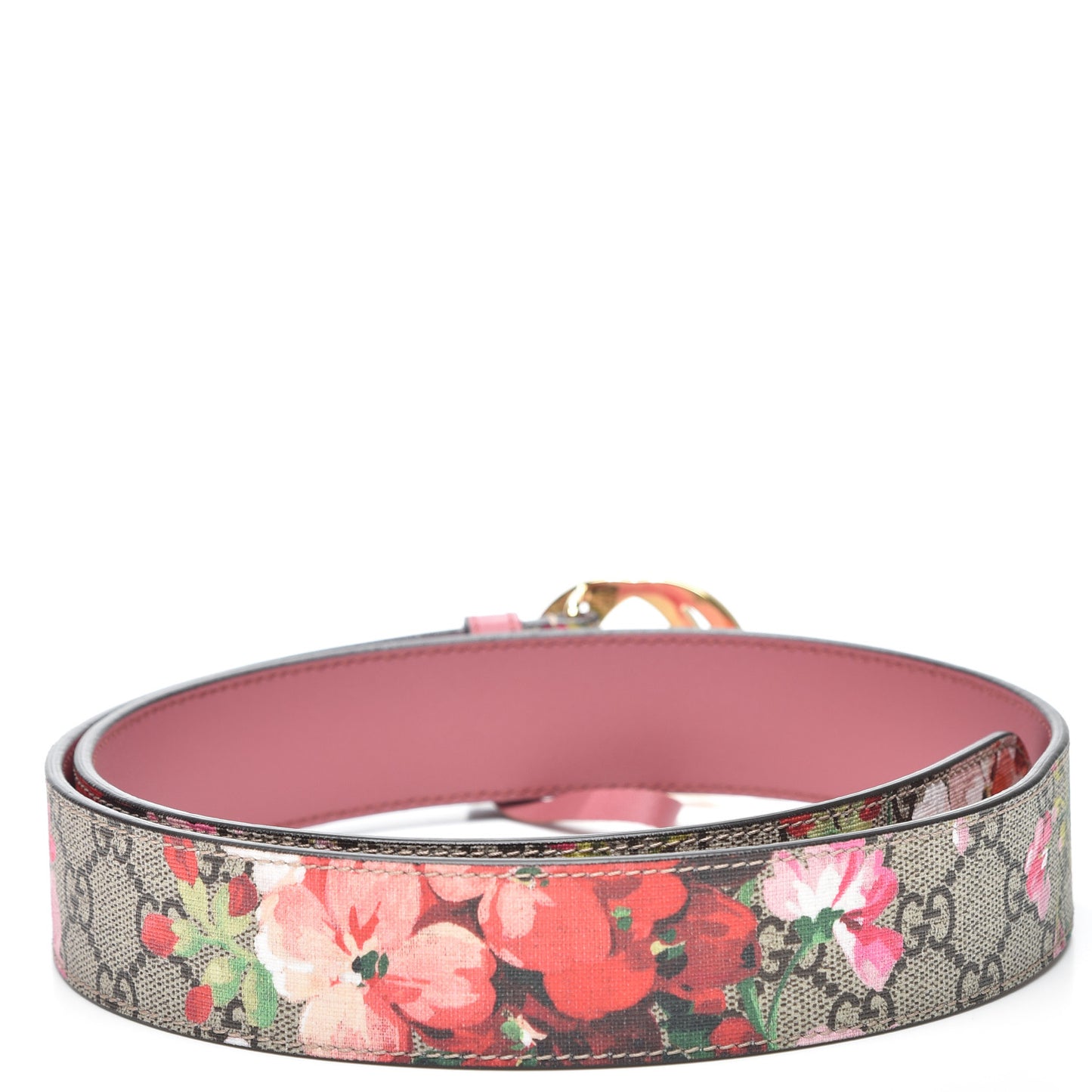 GG Supreme Monogram Blooms Moon Calfskin Interlocking G 37mm Belt 90 36 Beige Ebony Multicolor Dry Rose